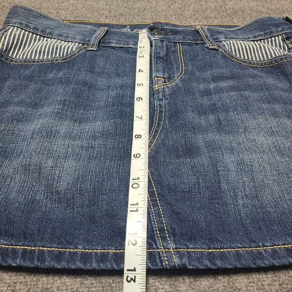 Womens Jeans Skirt 4 Blue Mini Beach Walking Fun Boho Denim - Picture 2 of 8
